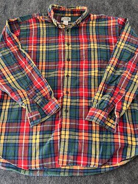Vintage LL Bean multicolor flannel button down shirt mens xl regular 100% cotton